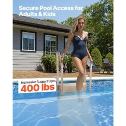 Swimming Pool Ladder 3-Step Double Handrails Stairs With Non-slip Heavy Duty Steps 400 Lbs. For Above Ground Pool -Vevor vevor pool ladders dxyctltsfsslfpj4zv0 4f 1000