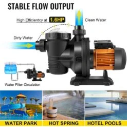 Solar Swimming Pool Pump 1200W 136GPM Pool Heat Pump 72VDC Head 62 Ft. W/ MPPT Controller And Powder Cord For Park Pool -Vevor vevor pool pumps tynsb1200w0000001v9 4f 1000