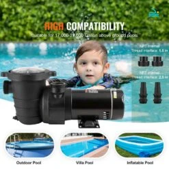Above Ground Pool Pump 1HP 110-Volt 80 GPM Max. Flow Single Speed Swimming Pool Pump With Filter Basket -Vevor vevor pool pumps ycglbdsddy10lidqzv1 1f 1000