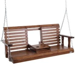 Wooden Porch Swing 5 Ft. Patio Bench Swing For Courtyard And Garden Upgraded 880 Lbs. Strong Load Capacity Swing Chair