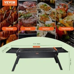 Portable Charcoal Grill 23 In. Small Barbecue Grill Folding BBQ Grill Heavy-Duty Steel BBQ Grill In Black -Vevor vevor portable charcoal grills zdsmtkjc249cmnpgav0 76 1000