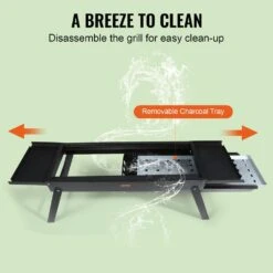 Portable Charcoal Grill 23 In. Small Barbecue Grill Folding BBQ Grill Heavy-Duty Steel BBQ Grill In Black -Vevor vevor portable charcoal grills zdsmtkjc249cmnpgav0 fa 1000