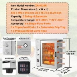 Shawarma Portable Propane Grill Machine, Stainless Steel, Chicken Shawarma Cooker Machine 5 Strings Of Barbecue Capacity -Vevor vevor portable gas grills bxkrj5crqbwp9ik0zv1 76 1000