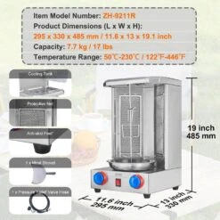 Shawarma Portable Propane Grill Machine 13 Lbs. Capacity Chicken Shawarma Cooker Machine With 2 BurnersStainless Steel -Vevor vevor portable gas grills lskrj13brqbw33135v1 76 1000