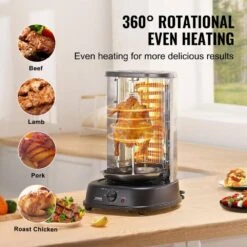 Shawarma Grill Machine, Portable Electric Grill In Black Vertical Chicken Shawarma Cooker Countertop, Stainless Steel -Vevor vevor portable gas grills lskrj13lbsdr6zc7wv1 4f 1000