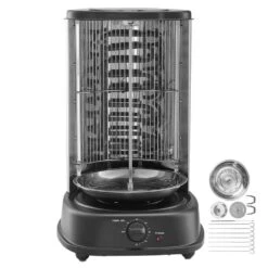 Shawarma Grill Machine, Portable Electric Grill In Black Vertical Chicken Shawarma Cooker Countertop, Stainless Steel