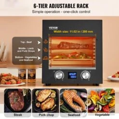 Steak Grill, Portable Electric Grill In Black 1800W Smokeless Infrared 1450°F Stainless Steel Cooker, Adjustable Rack -Vevor vevor portable gas grills npkjdrsdxkdz5fenkv1 1f 1000