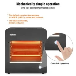 Electric Steak Grill, Portable Electric Grill In Black 1800W Smokeless Infrared 1450°F Stainless Steel Adjustable Rack -Vevor vevor portable gas grills npkjdrsdxkjxnvdx7v1 4f 1000