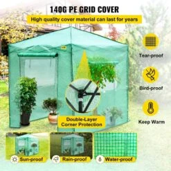 8 Ft. X 6 Ft. X 8 Ft. Pop-Up Greenhouse High Strength PE Cover Powder-Coated Steel Construction Portable Greenhouse -Vevor vevor portable greenhouses hywscwp 868fzb5wdv0 1f 1000