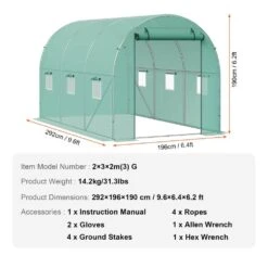 Walk-in Tunnel Greenhouse, 9.6 X 6.4 X 6.2 Ft. Hoop House Greenhouse Tunnel -Vevor vevor portable greenhouses sdxws10x7x7fp2ngiv0 76 1000