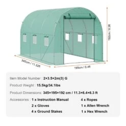 Walk-in Tunnel Greenhouse 11.3 X 6. 4 X 6.3 Ft. Hoop House Greenhouse Tunnel Plant Hot House With Galvanized Steel Frame -Vevor vevor portable greenhouses sdxws12x7x7f5rquzv0 76 1000