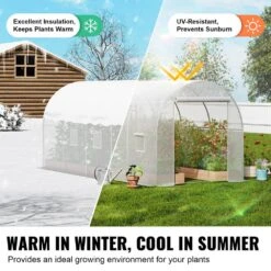 Walk-in Tunnel Greenhouse, 14. 6 X 6. 4 X 6. 3 Ft. Hoop House Greenhouse Tunnel, Plant Hot House Galvanized Steel Frame -Vevor vevor portable greenhouses sdxws15x7x7ff8xa0v0 1f 1000