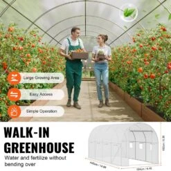 Walk-in Tunnel Greenhouse, 14. 6 X 6. 4 X 6. 3 Ft. Hoop House Greenhouse Tunnel, Plant Hot House Galvanized Steel Frame -Vevor vevor portable greenhouses sdxws15x7x7ff8xa0v0 44 1000