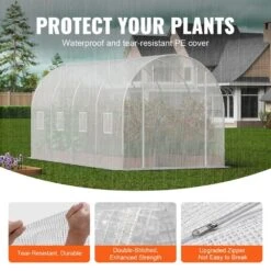 Walk-in Tunnel Greenhouse, 14. 6 X 6. 4 X 6. 3 Ft. Hoop House Greenhouse Tunnel, Plant Hot House Galvanized Steel Frame -Vevor vevor portable greenhouses sdxws15x7x7ff8xa0v0 4f 1000