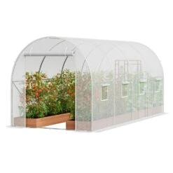 Walk-in Tunnel Greenhouse, 14. 6 X 6. 4 X 6. 3 Ft. Hoop House Greenhouse Tunnel, Plant Hot House Galvanized Steel Frame
