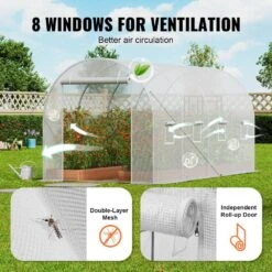Walk-in Tunnel Greenhouse, 14. 6 X 6. 4 X 6. 3 Ft. Hoop House Greenhouse Tunnel, Plant Hot House Galvanized Steel Frame -Vevor vevor portable greenhouses sdxws15x7x7ff8xa0v0 fa 1000
