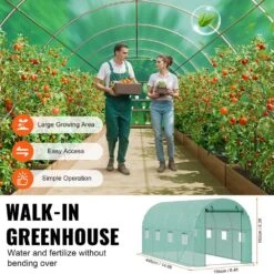 Walk-in Tunnel Greenhouse, 14. 6x6. 4x6. 3 Ft. Hoop House Greenhouse Tunnel, With Galvanized Steel Frame, Green PE Cover -Vevor vevor portable greenhouses sdxws15x7x7fo6tuwv0 44 1000