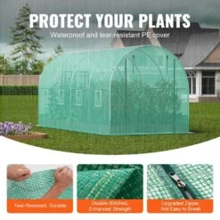 Walk-in Tunnel Greenhouse, 14. 6x6. 4x6. 3 Ft. Hoop House Greenhouse Tunnel, With Galvanized Steel Frame, Green PE Cover -Vevor vevor portable greenhouses sdxws15x7x7fo6tuwv0 4f 1000