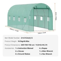 Walk-in Tunnel Greenhouse, 14. 6x6. 4x6. 3 Ft. Hoop House Greenhouse Tunnel, With Galvanized Steel Frame, Green PE Cover -Vevor vevor portable greenhouses sdxws15x7x7fo6tuwv0 76 1000