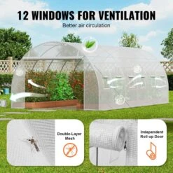 Walk-in Tunnel Greenhouse 19.4 X 9.7 X 6.5 Ft. Hoop House Greenhouse Tunnel, With Galvanized Steel Frame, White PE Cover -Vevor vevor portable greenhouses sdxws20x10x78ihe2v0 fa 1000