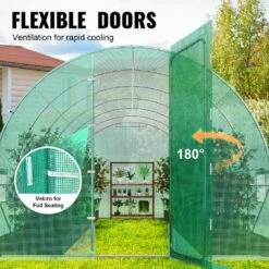 Walk-in Tunnel Greenhouse 19.4 X 9.7 X 7.4 Ft. Hoop House Greenhouse Tunnel, With Galvanized Steel Frame, Green PE Cover -Vevor vevor portable greenhouses sdxws20x10x7c44vzv0 44 1000