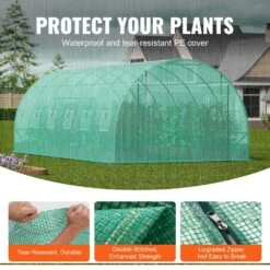 Walk-in Tunnel Greenhouse 19.4 X 9.7 X 6.5 Ft. Hoop House Greenhouse Tunnel, Plant Hot House With Galvanized Steel Frame -Vevor vevor portable greenhouses sdxws20x10x7u1nj3v0 4f 1000