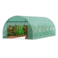 Walk-in Tunnel Greenhouse 19.4 X 9.7 X 6.5 Ft. Hoop House Greenhouse Tunnel, Plant Hot House With Galvanized Steel Frame