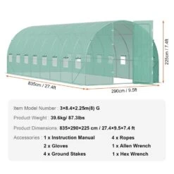 Walk-in Tunnel Greenhouse 27.4 X 9. 5 X 7.4 Ft. Hoop House Greenhouse Tunnel Plant Hot House With Galvanized Steel Frame -Vevor vevor portable greenhouses sdxws28x10x7pc4tov0 76 1000