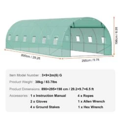 Walk-in Tunnel Greenhouse 29.2 X 9.7 X 6.5 Ft. Hoop House Greenhouse Tunnel, Plant Hot House With Galvanized Steel Frame -Vevor vevor portable greenhouses sdxws30x10x7ldoyev0 76 1000