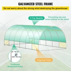 Walk-in Tunnel Greenhouse 10 Ft. W X 20 Ft. D X 7 Ft. H Portable Plant Greenhouse With Galvanized Steel Hoops, Green -Vevor vevor portable greenhouses ydsdws20107ftia39v0 4f 1000