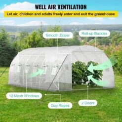 Walk-in Tunnel Greenhouse 10 Ft. W X 20 Ft. D X 7 Ft. H Portable Plant Greenhouse With Zippered Doors & Roll-up Windows -Vevor vevor portable greenhouses ydsdws20107ftybyxv0 44 1000