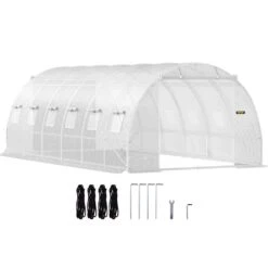 Walk-in Tunnel Greenhouse 10 Ft. W X 20 Ft. D X 7 Ft. H Portable Plant Greenhouse With Zippered Doors & Roll-up Windows