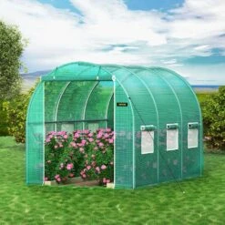 Walk-in Tunnel Greenhouse 10 Ft. D X 7 Ft. W X 7 Ft. H Portable Plant Greenhouse With Galvanized Steel Hoops, Green -Vevor vevor portable greenhouses ydsdwsl1077ftkhd5v0 31 1000