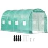 Walk-in Tunnel Greenhouse 15 Ft. D X 7 Ft. W X 7 Ft. H Portable Plant Greenhouse With Door & 8 Roll-up Windows, Green