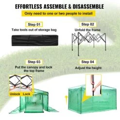 12 Ft. X 8 Ft. X 8 Ft. Pop-Up Greenhouse PE Cover And Steel Construction Walk-in Greenhouse With Doors And Windows -Vevor vevor portable greenhouses zdbxshyw 128814r5v0 4f 1000