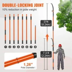Manual Pole Saw, 7.3-27 Ft. Tree Pruner With 20 In. Steel Blade Pruning Saw, 8 Fiberglass Poles, 2025 Upgrade -Vevor vevor pruning saws sdgzjbxzzk8m8dkwov0 250717 4f 1000