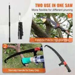 58.8- 240 In. Aluminum Pruning Saw Extendable Tree Pruner, With Light-Weight Alloy Handle, Manual Pole Saw -Vevor vevor pruning saws sdgzjlhjss6m55fpjv0 fa 1000