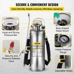 3 Gal. Stainless Steel Sprayer Adjustable Nozzle Hand Pump Sprayer Set With 20 In. Wand, Handle And 3ft. Reinforced Hose -Vevor vevor pump sprayers pwqbxg10l00000001v0 44 1000