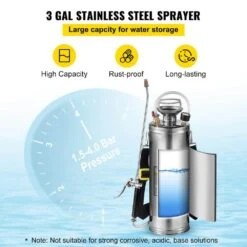 3 Gal. Stainless Steel Sprayer Adjustable Nozzle Hand Pump Sprayer Set With 20 In. Wand, Handle And 3ft. Reinforced Hose -Vevor vevor pump sprayers pwqbxg10l00000001v0 4f 1000