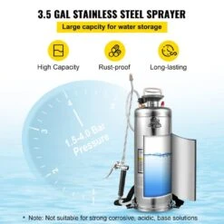 3.5 Gal. Stainless Steel Sprayer Adjustable Nozzle Hand Pump Sprayer With Pressure Gauge And Safety Valve For Gardening -Vevor vevor pump sprayers pwqbxg12l00000001v0 4f 1000