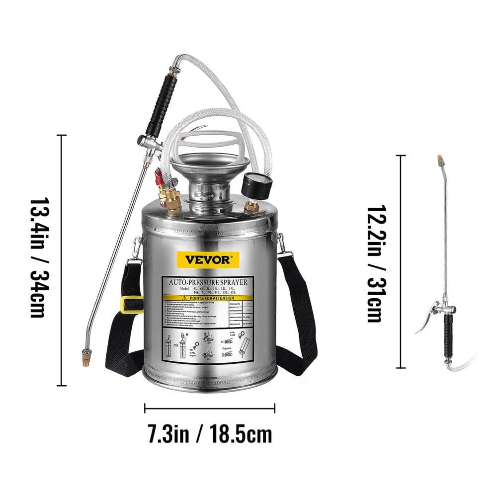 1 Gal. Stainless Steel Sprayer Metal Pump Sprayer With 12 In. Wand, Handle And 3 Ft. Reinforced Hose For Gardening 9 1 Gal. Stainless Steel Sprayer Metal Pump Sprayer With 12 In. Wand, Handle And 3 Ft. Reinforced Hose For Gardening - Image 7