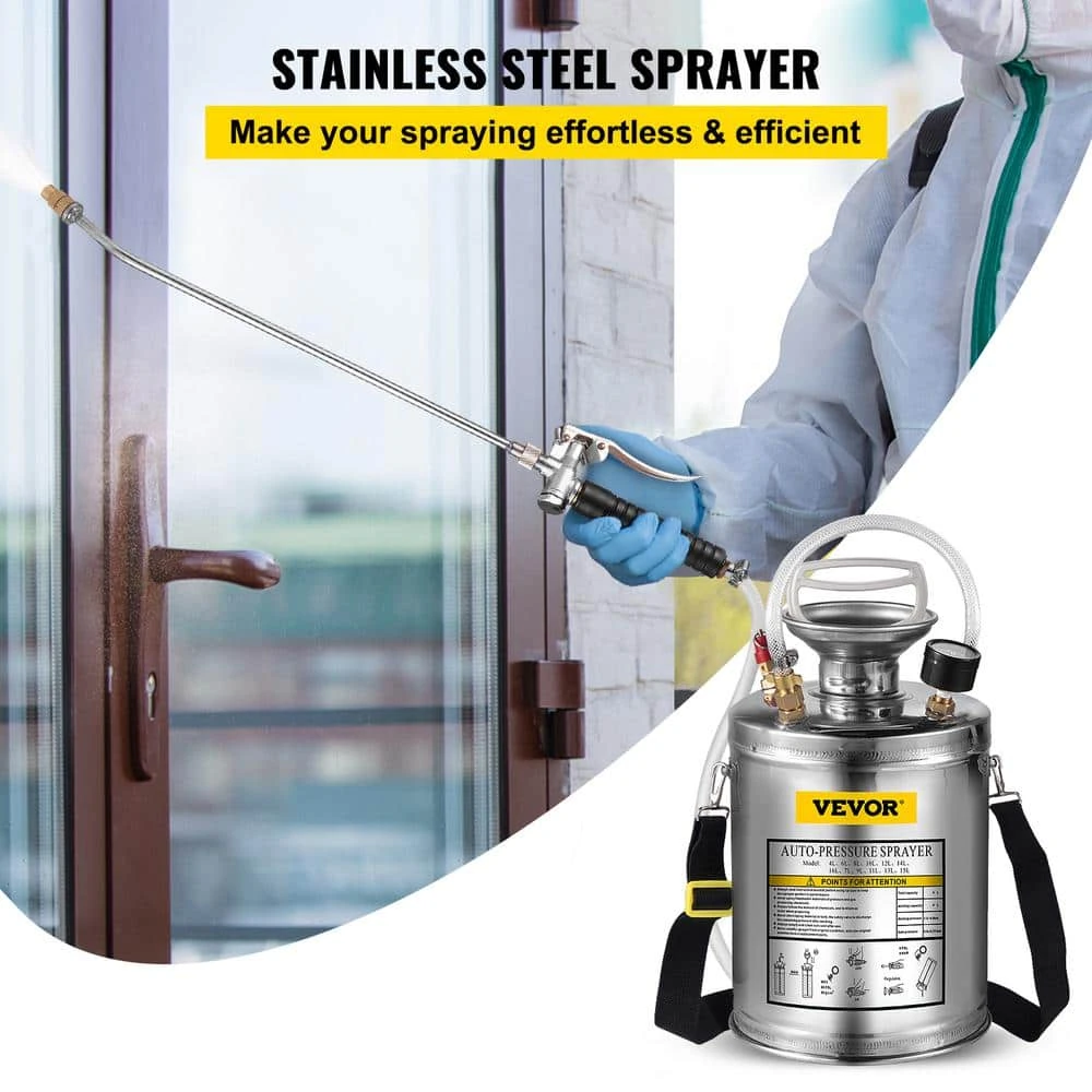 1 Gal. Stainless Steel Sprayer Metal Pump Sprayer With 12 In. Wand, Handle And 3 Ft. Reinforced Hose For Gardening 4 1 Gal. Stainless Steel Sprayer Metal Pump Sprayer With 12 In. Wand, Handle And 3 Ft. Reinforced Hose For Gardening - Image 2