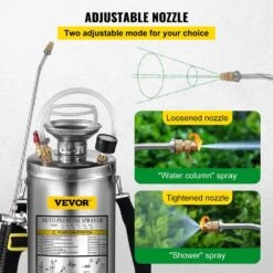 1.5 Gal. Stainless Steel Sprayer Garden Sprayer With Pressure Gauge, Safety Valve, Adjustable Nozzle For Sanitizing -Vevor vevor pump sprayers pwqbxg6l000000001v0 1f 1000