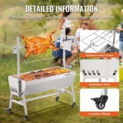 Upgrade Rotisserie Grill, 35 In. 90 Lbs. Capacity, BBQ Whole Charcoal Spit Grill, Electric 42 Watt Motor Roaster -Vevor vevor rotisseries ddxzkj35yccgs1endv1 fa 1000