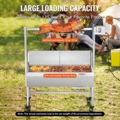 Rotisserie Grill With Windscreen, BBQ Whole Charcoal Spit Grill, 35 In. 90 Lbs. Capacity, Electric 42-Watt Motor Roaster -Vevor vevor rotisseries ddxzkj35ycdbv3y2gv1 4f 1000