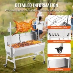 Rotisserie Grill With Windscreen, BBQ Whole Charcoal Spit Grill, 35 In. 90 Lbs. Capacity, Electric 42-Watt Motor Roaster -Vevor vevor rotisseries ddxzkj35ycdbv3y2gv1 fa 1000