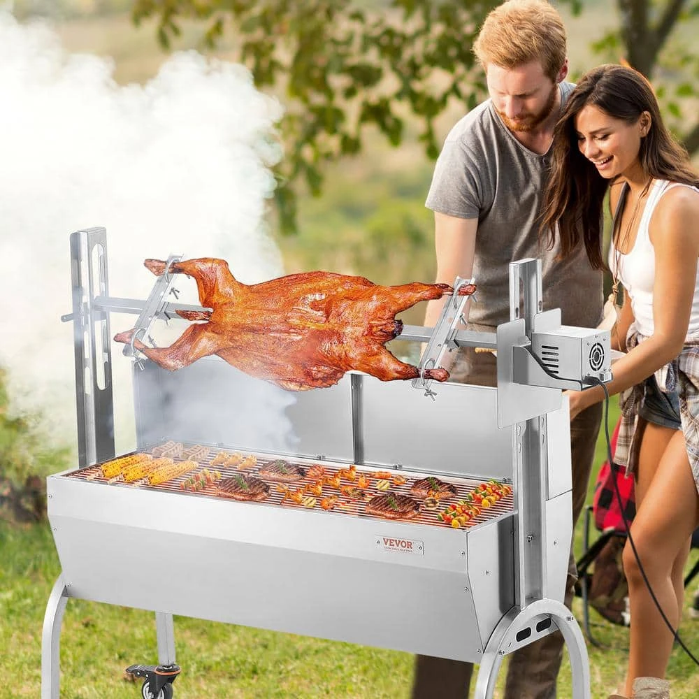 Rotisserie Grill With Windscreen, BBQ Whole Charcoal Spit Grill, 46 In. 132 Lbs. Capacity, Electric 52 Watt Roaster 10 Rotisserie Grill With Windscreen, BBQ Whole Charcoal Spit Grill, 46 In. 132 Lbs. Capacity, Electric 52 Watt Roaster - Image 8