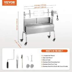 Rotisserie Grill With Windscreen, BBQ Whole Charcoal Spit Grill, 46 In. 132 Lbs. Capacity, Electric 52 Watt Roaster 16 Rotisserie Grill With Windscreen, BBQ Whole Charcoal Spit Grill, 46 In. 132 Lbs. Capacity, Electric 52 Watt Roaster -Vevor vevor rotisseries ddxzkj46inchfxnc2v1 76 1000