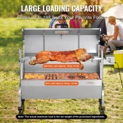 Rotisserie Grill With Hooded Cover, BBQ Whole Charcoal Spit Grill, 46 In. 132 Lbs. Capacity, Electric 52-Watt Roaster -Vevor vevor rotisseries ddxzkj46inchfxz3bv1 4f 1000