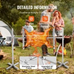 Electric BBQ Rotisserie Grill Kit, 46 In. 90 Lbs. Capacity, Automatic 42 Watt Height Adjustable Universal Stand, Kit -Vevor vevor rotisseries ddxzkj46inchg2dvev1 44 1000